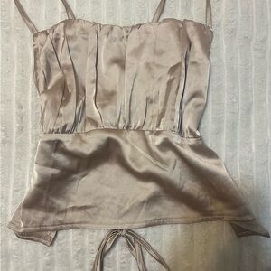 Elegant Satin Beige Women's Top